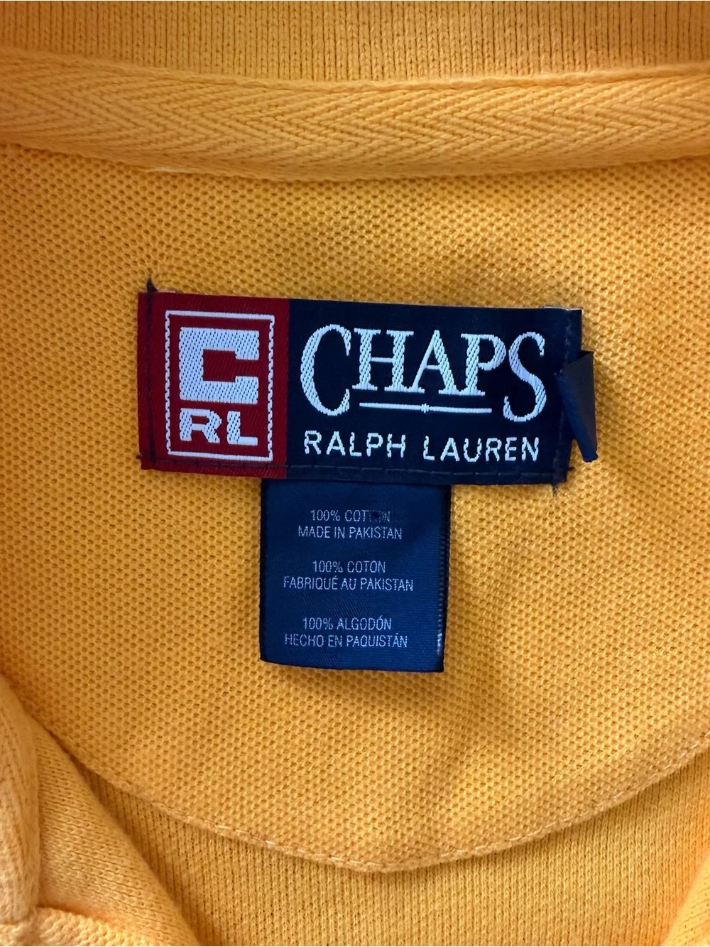 Vintage Men’s Chaps Ralph Lauren Yellow Gold Polo Shirt Large 90s 2000s